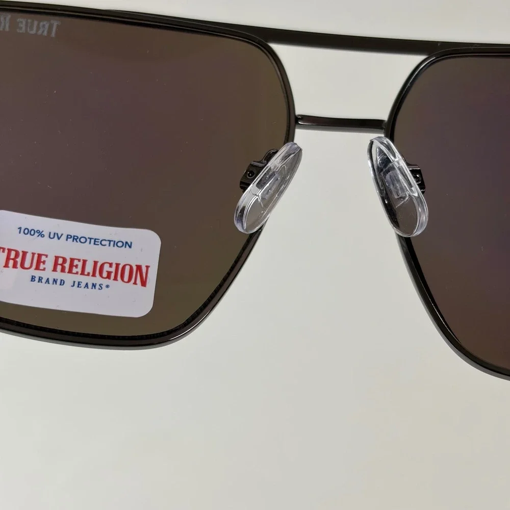 True Religion Unisex Gunmetal Aviator Sunglasses Blue Mirror UV400 TRM1881 NWT